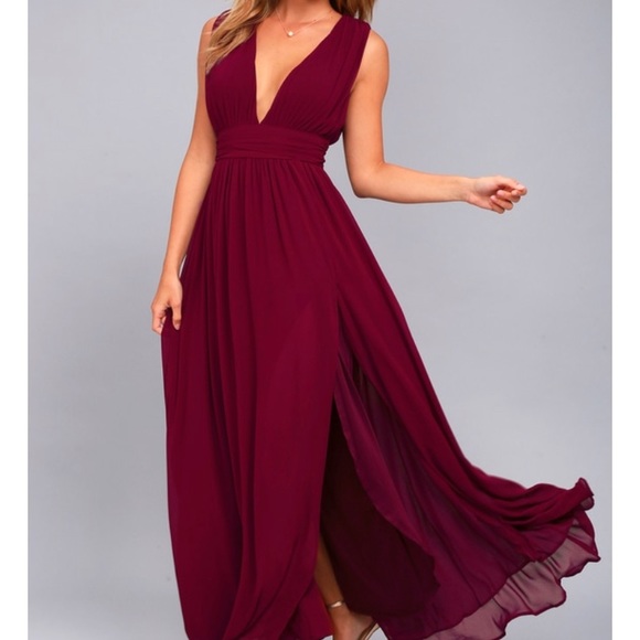 Lulu Maxi Dress in Burgundy - Picture 1 of 3